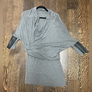 Mason Cotton Mini Dress with Leather Sleeve